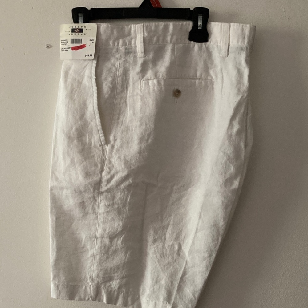 Joseph Abboud Men's Cream Linen Shorts